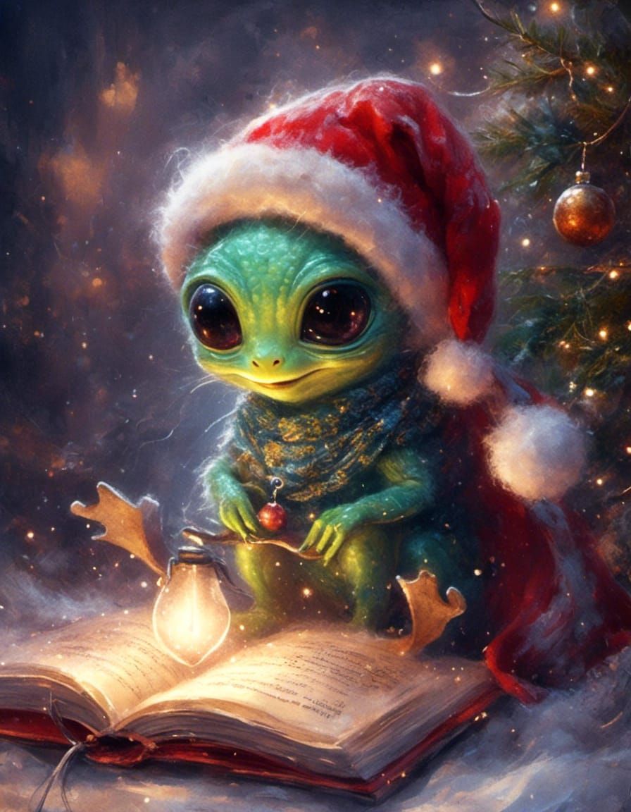 Cute Alien Christmas Stocking in Fairytale Style