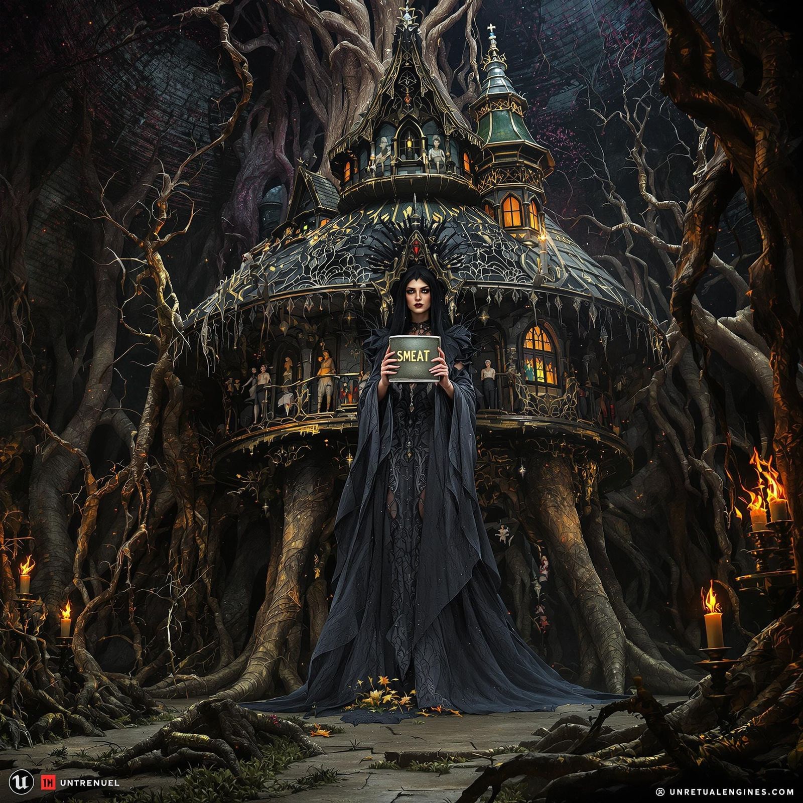 Eerie Baba Yaga Portrait in Dark Fantasy Style