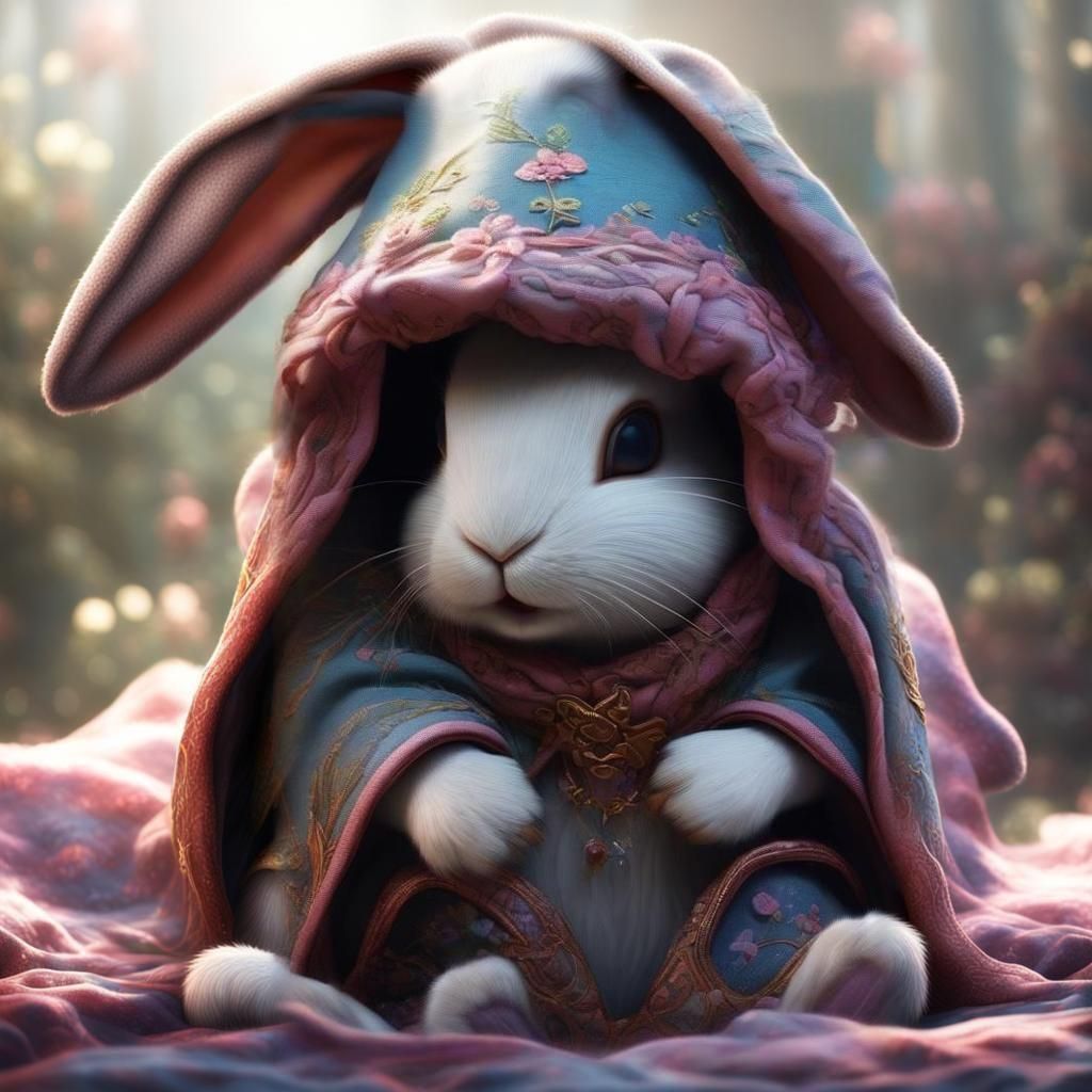 Fantastical Bunny in Cloth, Digital Art