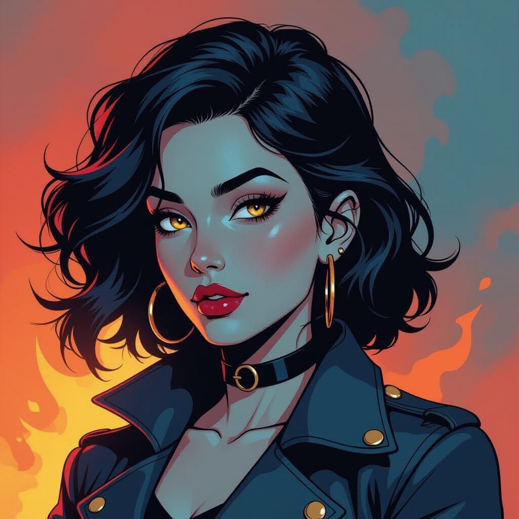 Vee in Comic Book Style Portrait