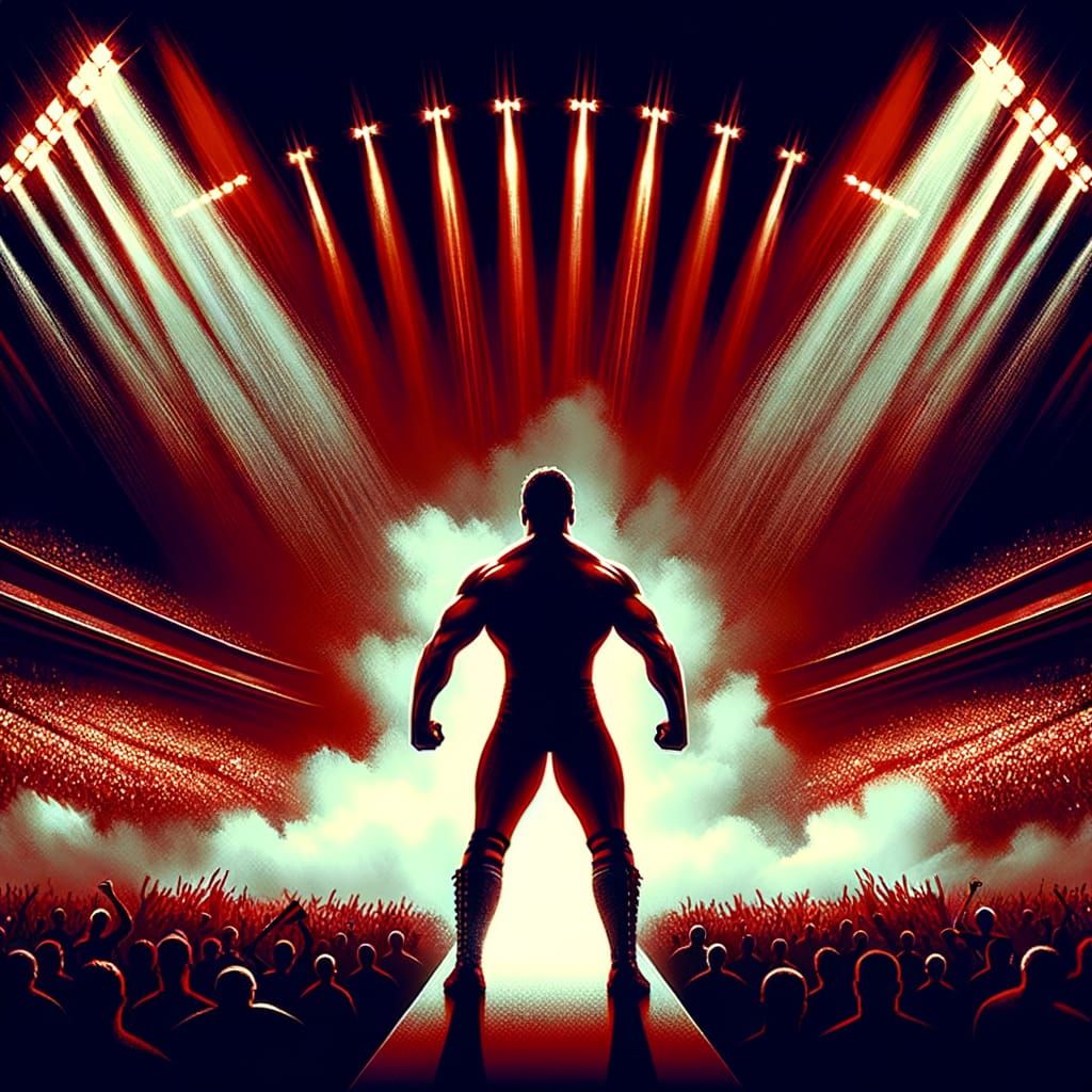 Wrestler Emerges Before Fight in Smoky Stadium