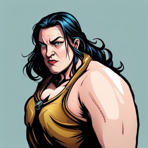 Medieval Goliath Bareknuckle Fighter Portrait in Comic Art S...