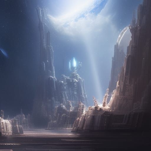 Epic Space Scene in Digital Matte Painting Style