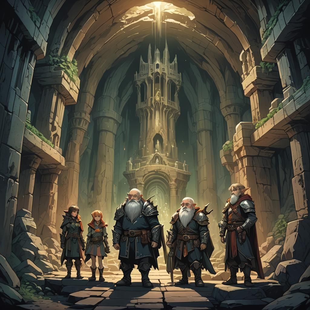 Adventurers Discover Ancient Crypt in Anime Style