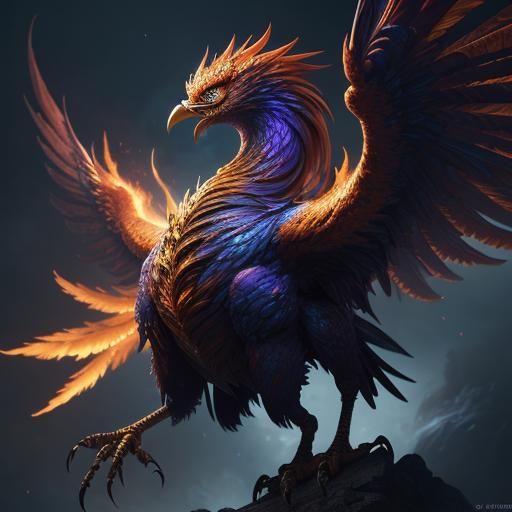 Majestic Phoenix with Broken Wing in 3D Anime Art