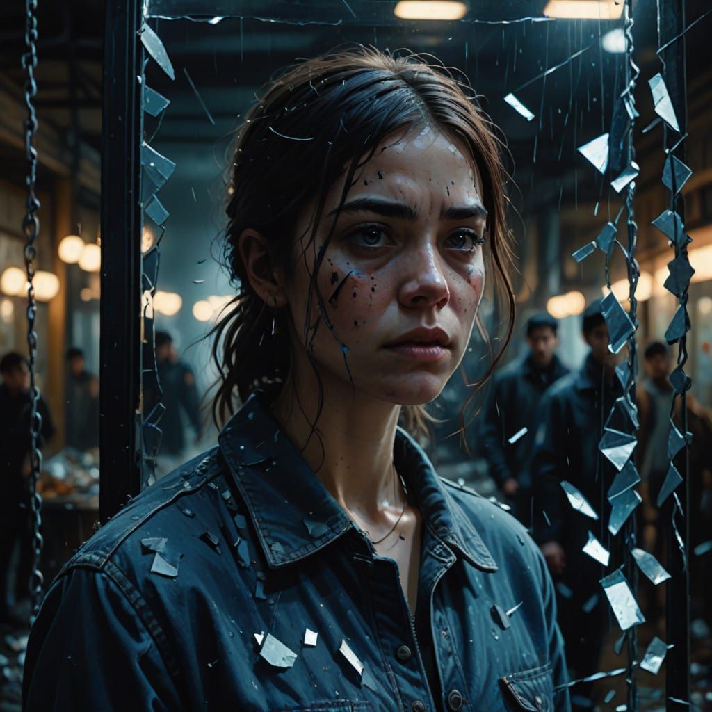 Gritty Mirror Reflections in a Dark, Moody Scene