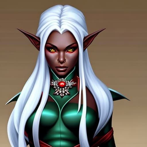 Hyperrealistic Drow Elf Woman Portrait