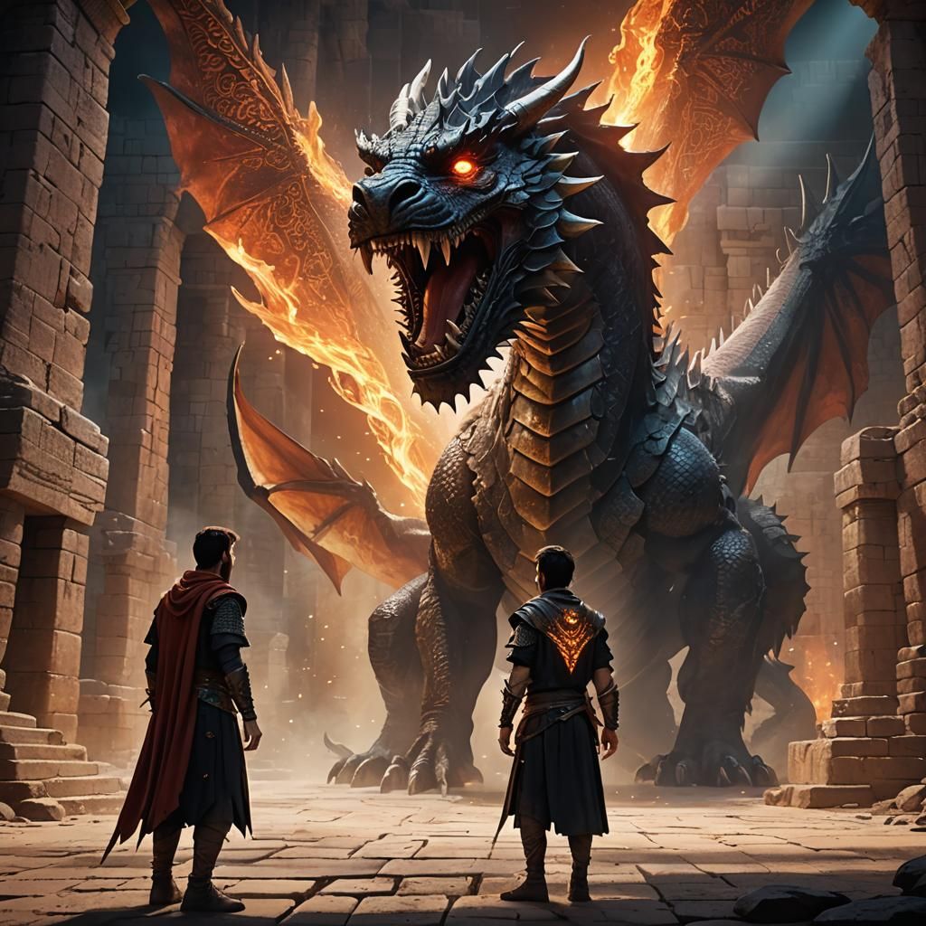 Messi and Dragon in Mystical Arena Concept Art