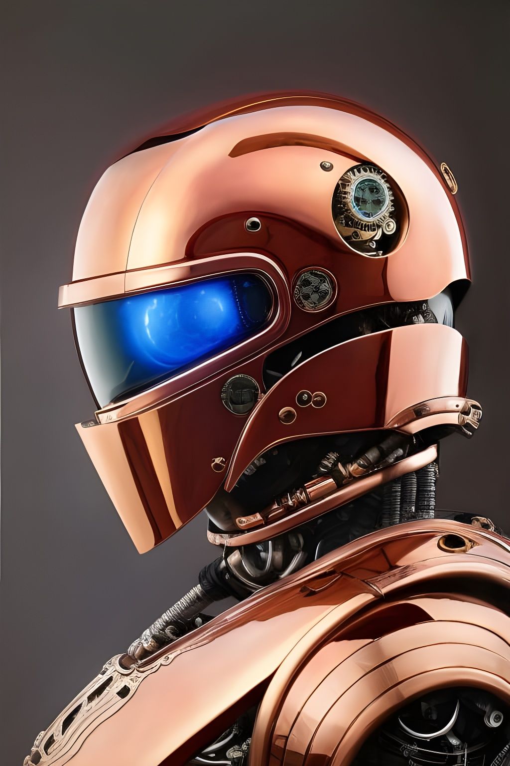 Steampunk Horror Robot God in Chrome