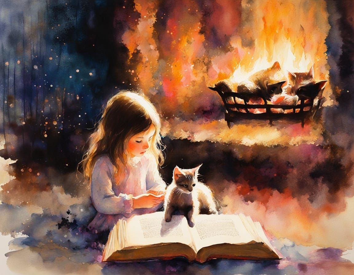 Cozy Kitten: A Watercolor Fireside Story