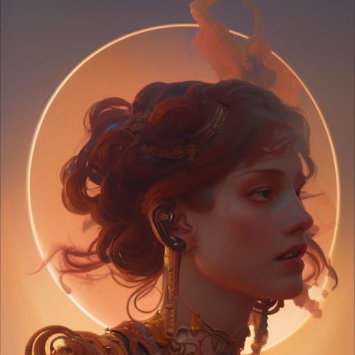 Art Nouveau Martian Princess Portrait in 8k