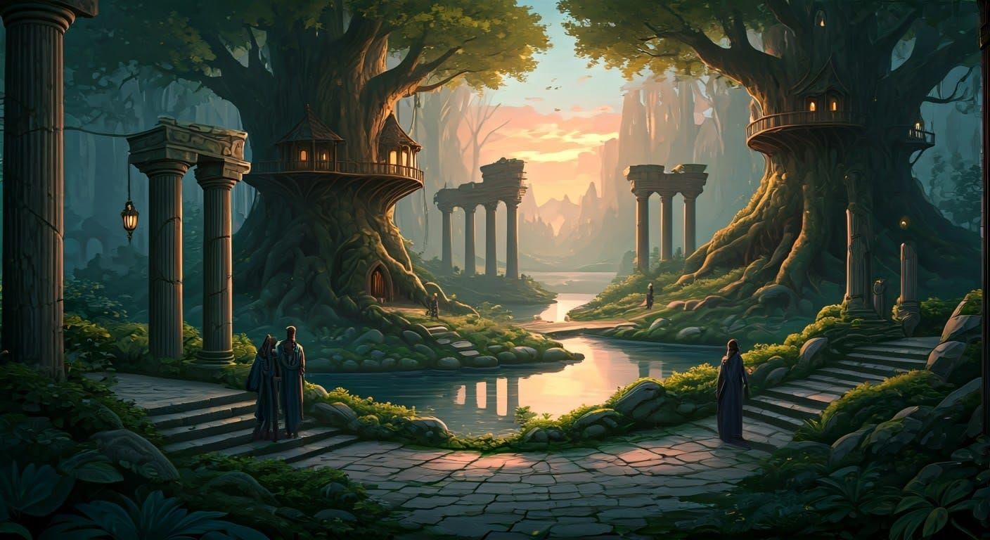 Ethereal Elven Metropolis at Dusk