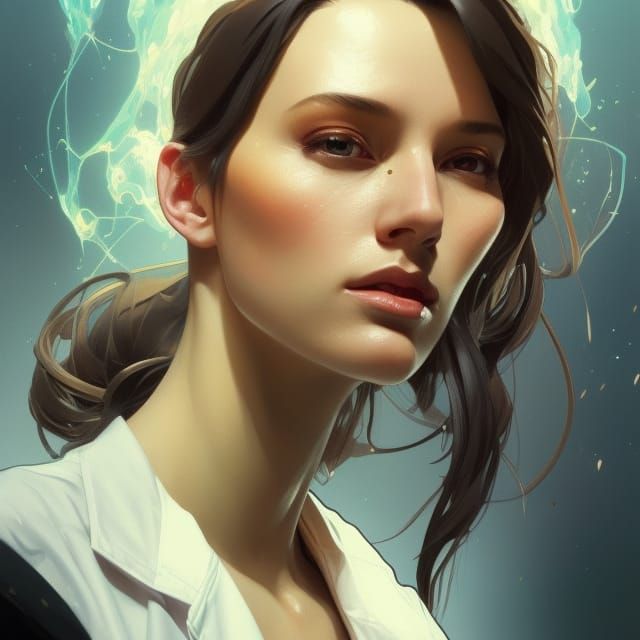 Woman Scientist Portrait in Hyperdetailed Style