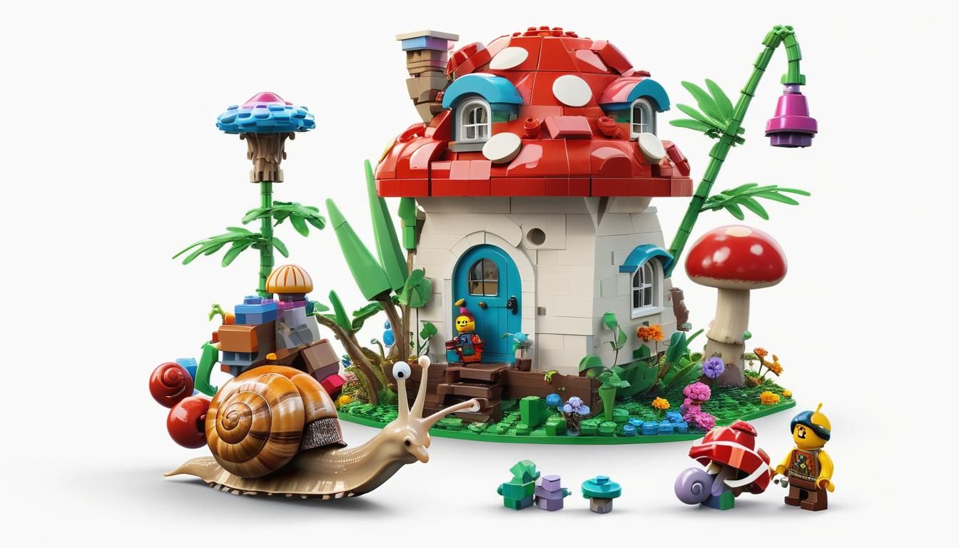 Snail Rider in Lego Landscape: 3D Animation