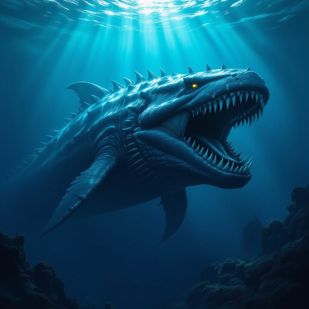 Colossal Leviathan Descends into Obsidian Abyss