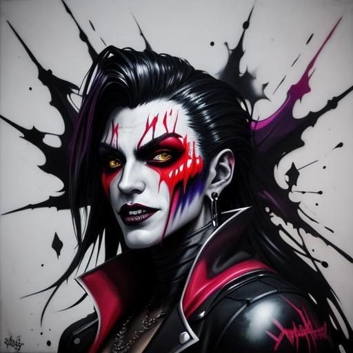 Vampire Fangs in Colorful Graffiti Art Style