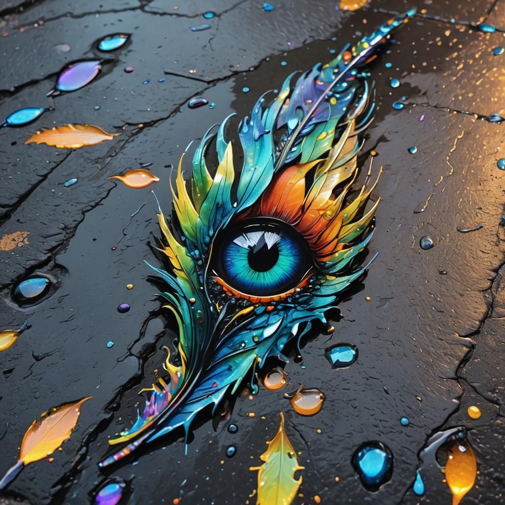 Dragon Eye Feather: Surreal Graffiti Art