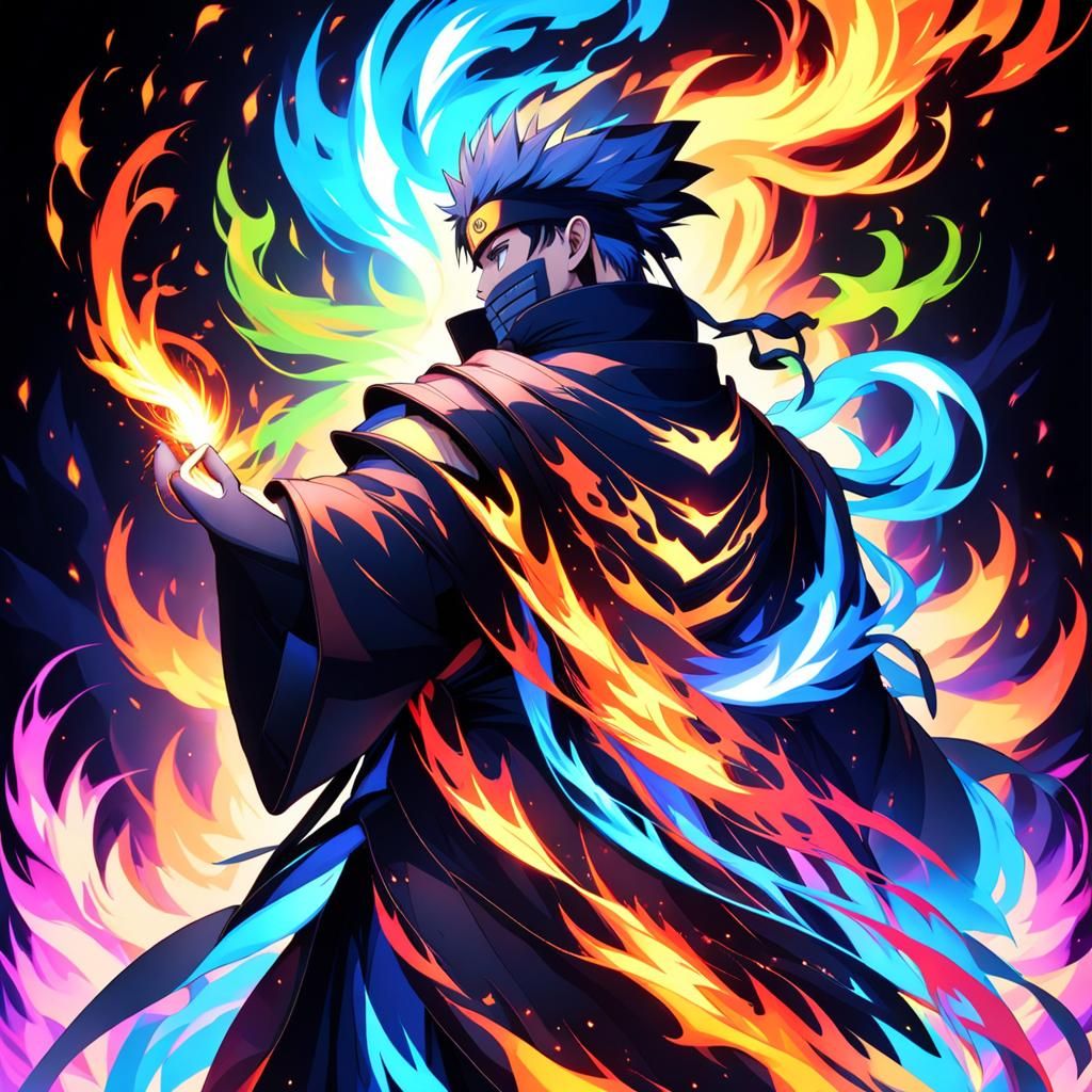 Bioluminescent Fire Ascending with Humanoid Form