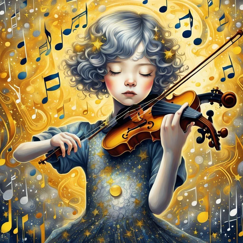 Chibi Violinist Portrait in Anime Style