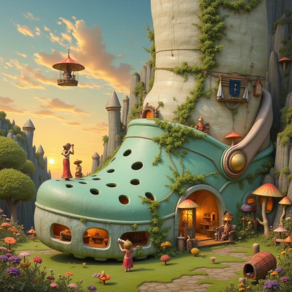 Magical Croc Home in Miyazaki Style Meadow