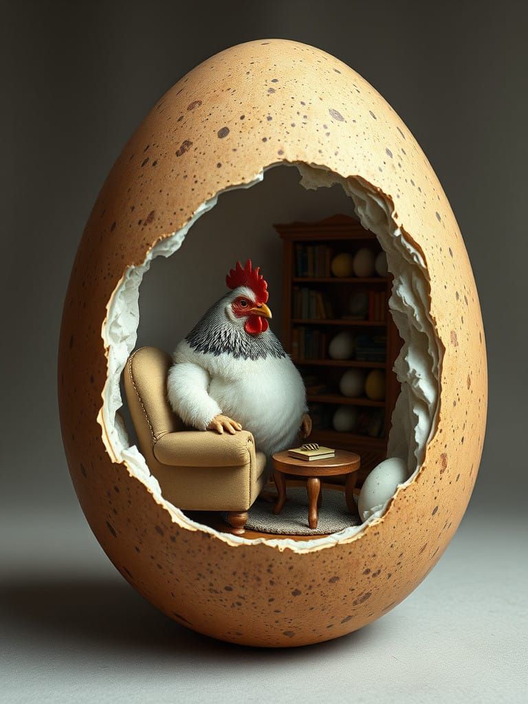 Cozy Abode Inside a Cracked Eggshell