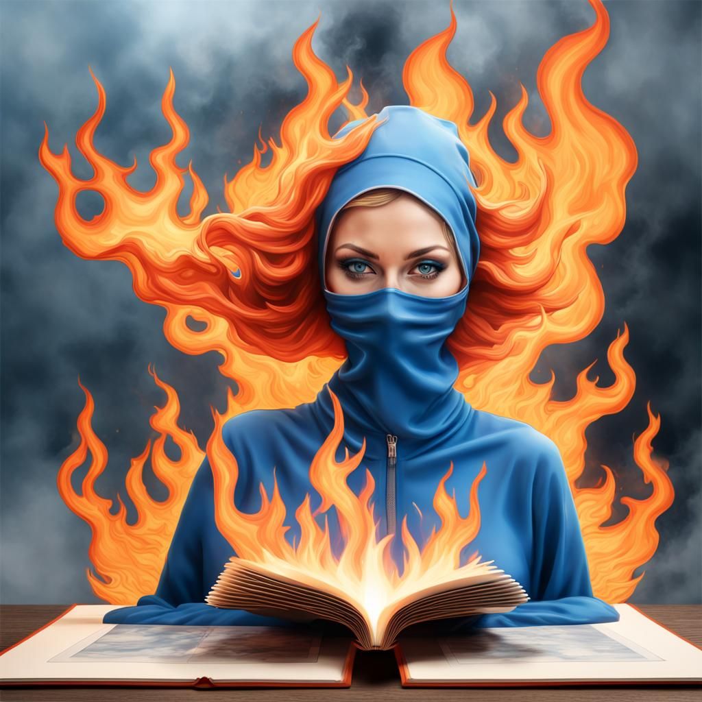 Fiery Thief Portrait Emerging from 3D Map