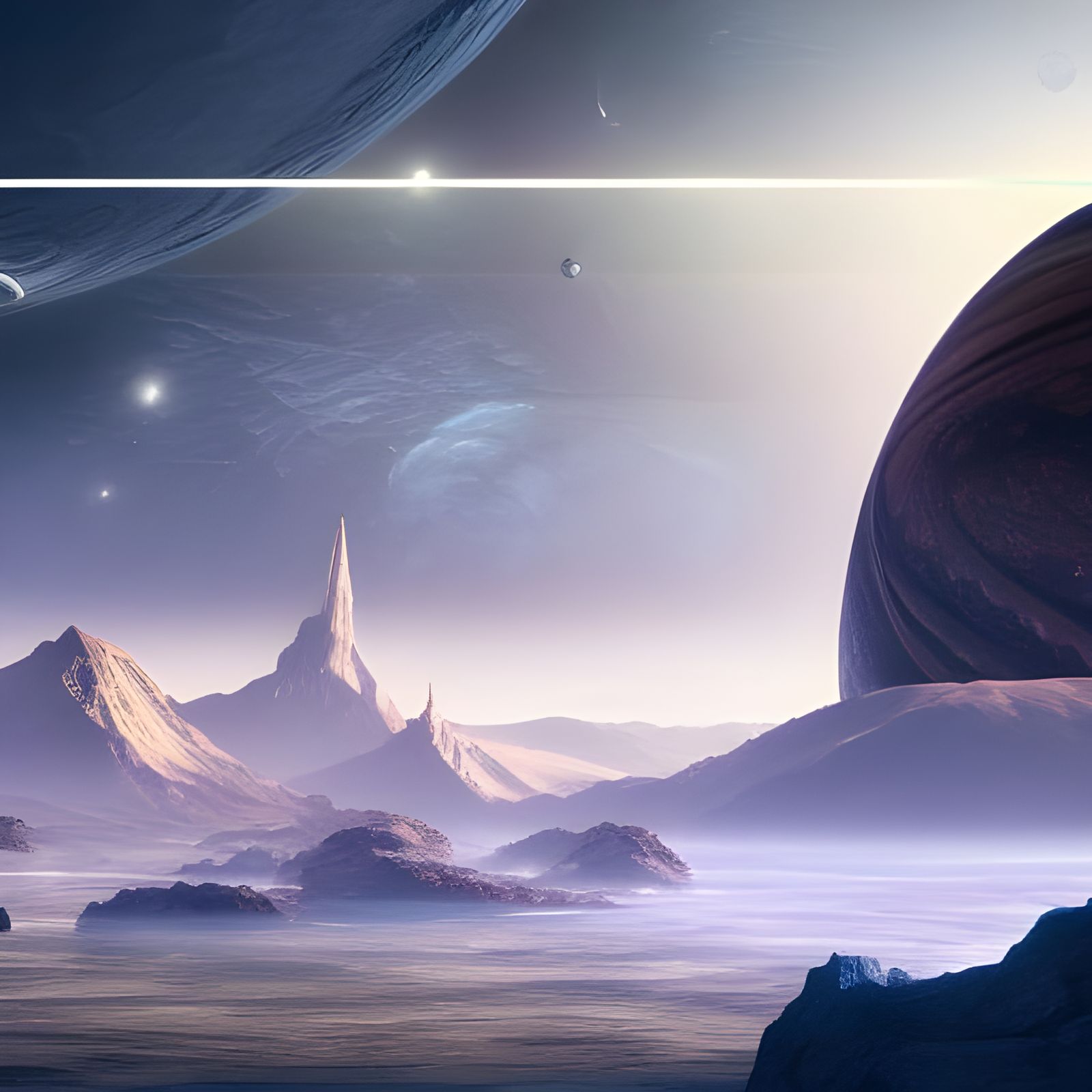 Europa Colony with Jupiter: Detailed Matte Painting