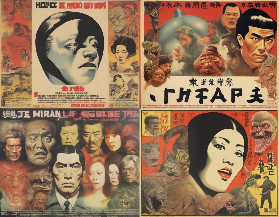 Bizarre Mutant Horror Movie Poster in Modigliani Style