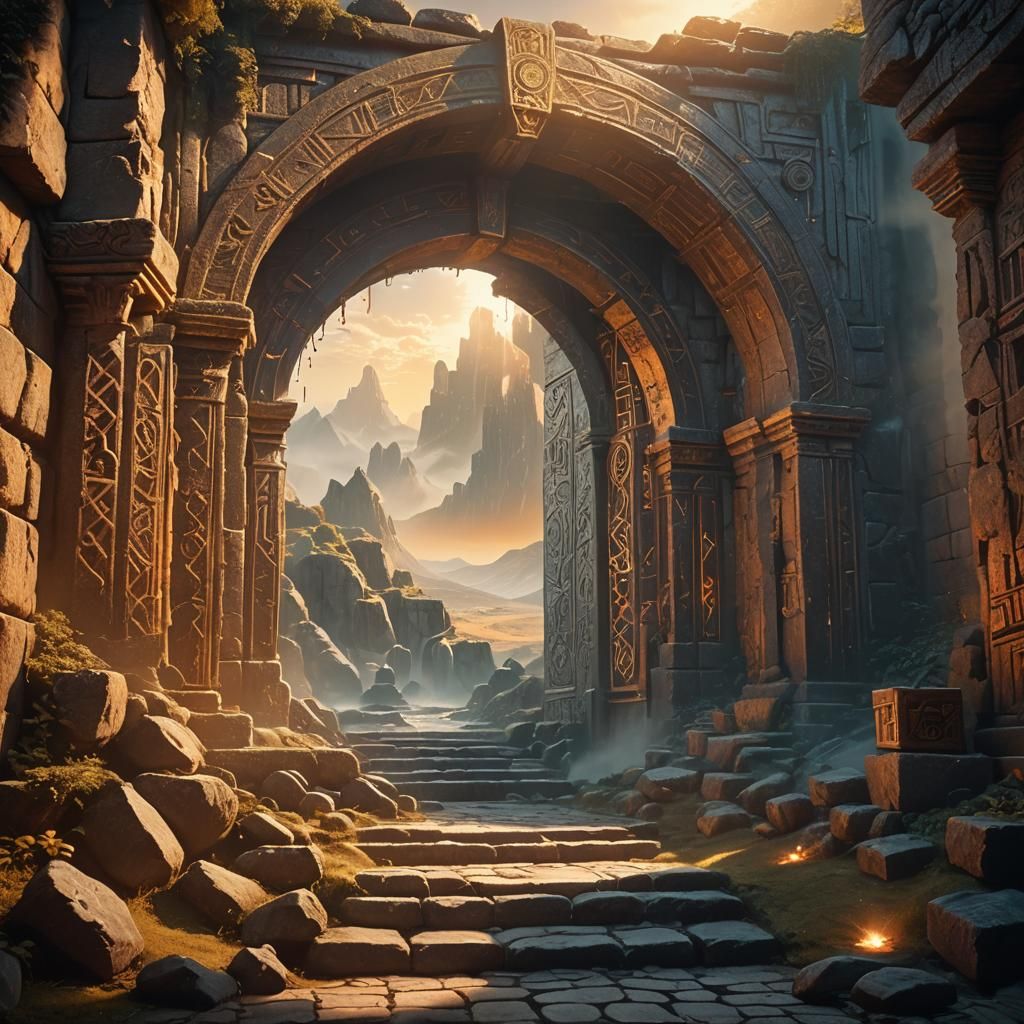 Mystical Portal to Fantasy Realm: Detailed Matte Painting