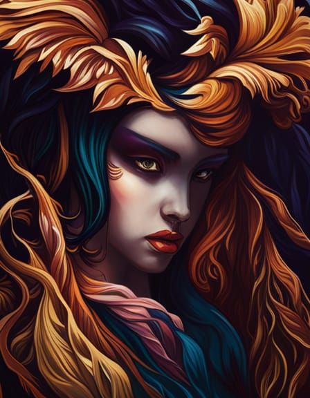 Portrait of a Bitter Woman in Gouache