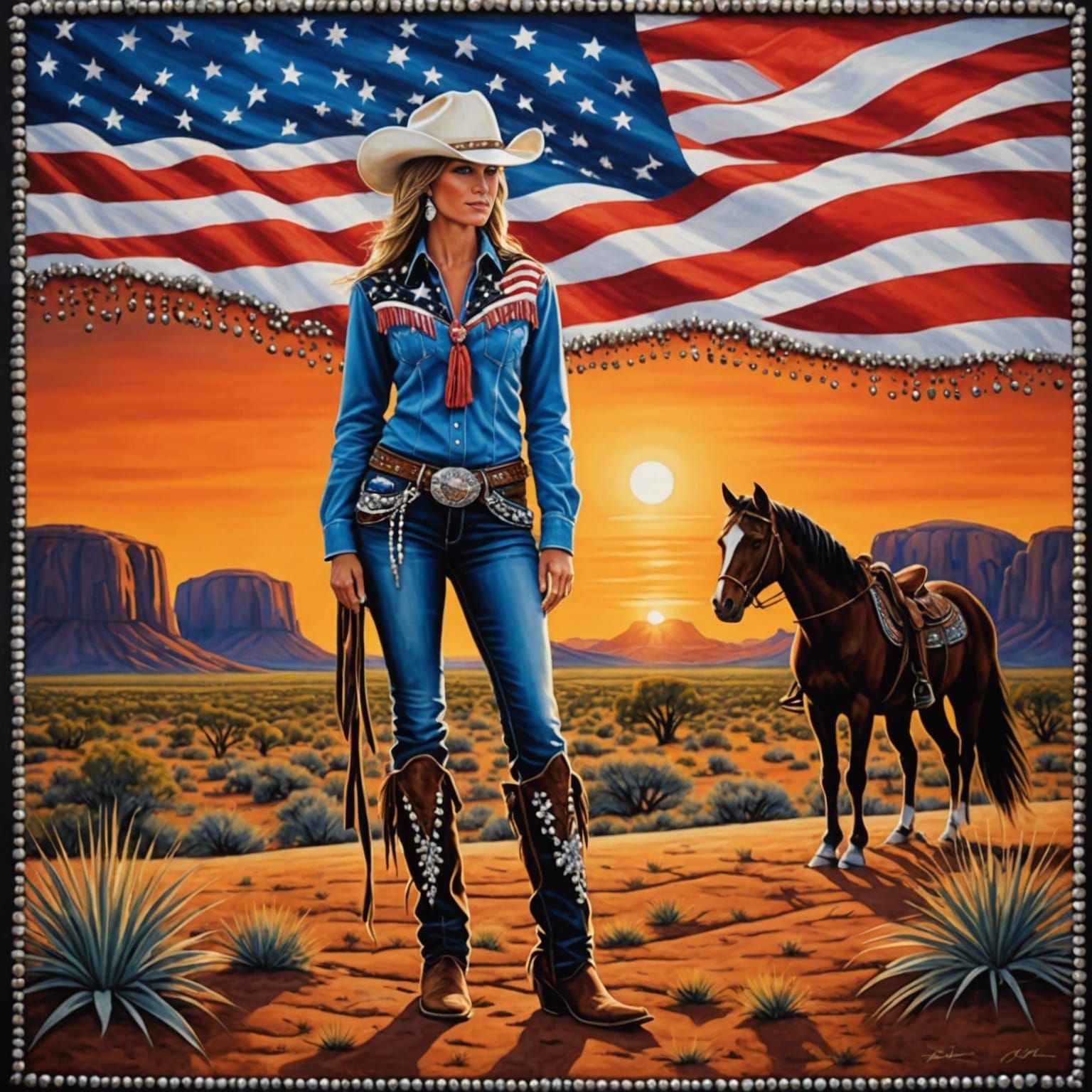Rhinestone Cowgirl in Texas Outback Sunset