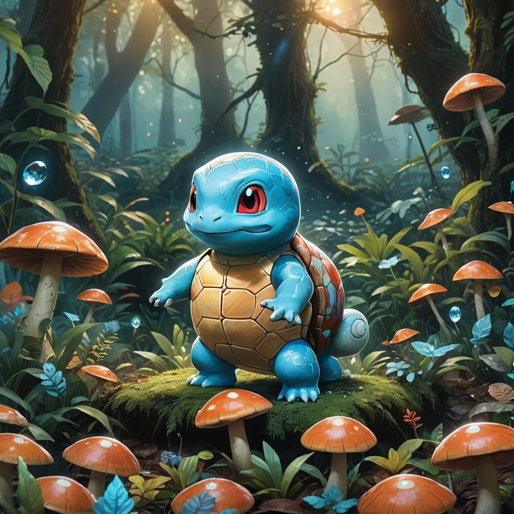 Squirtle in Lush Forest: Matte Painting, Unreal Engine