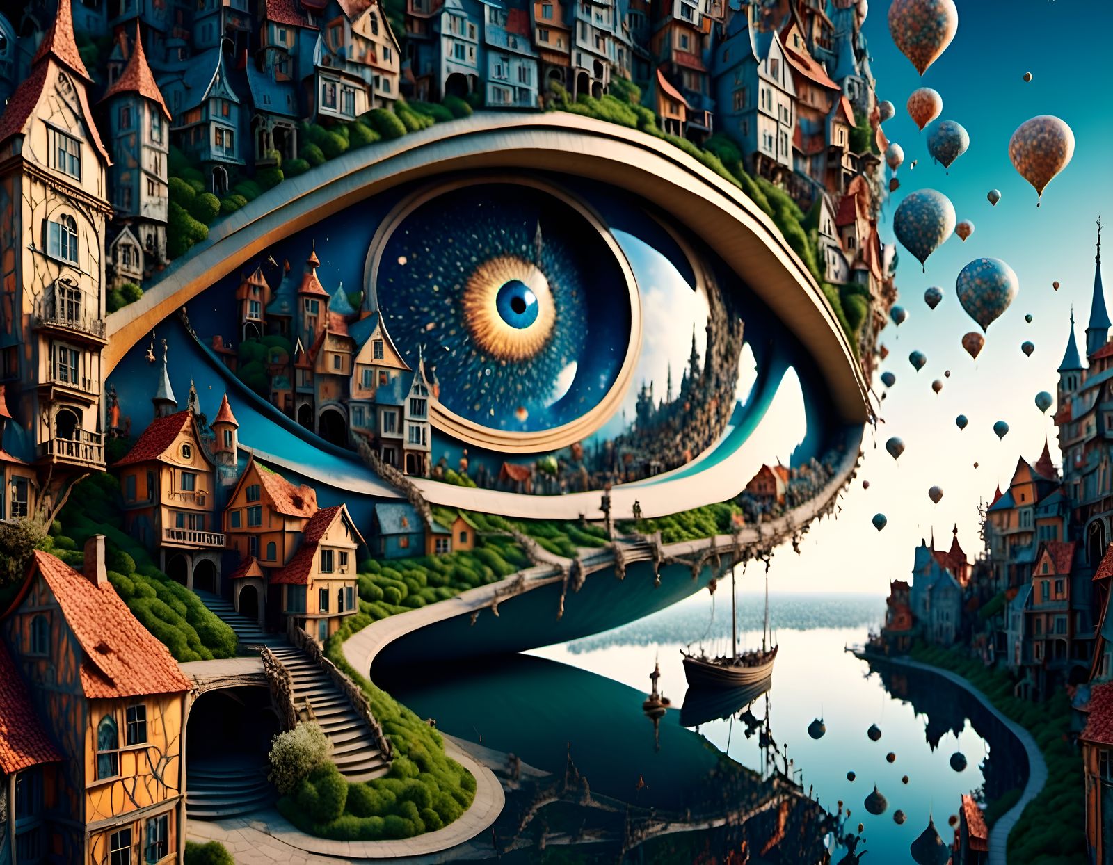Surreal Eye-Shaped City in Ultra High Definition