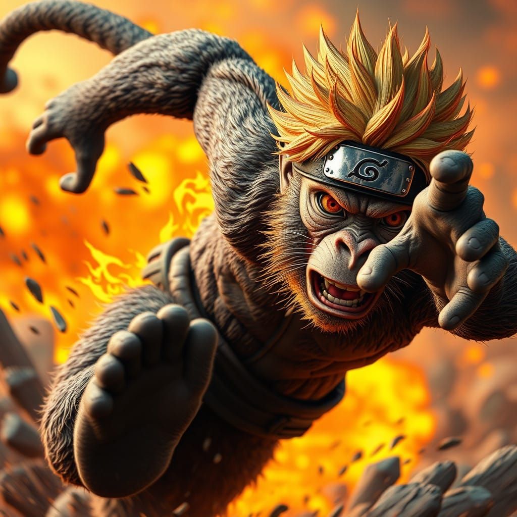 Naruto Saves the Day from a Blazing Monkey