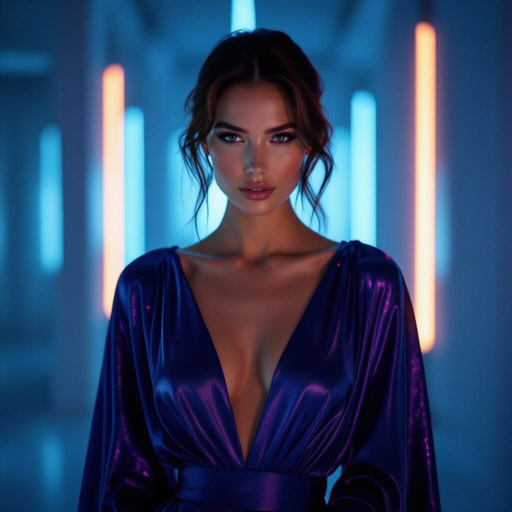 Futuristic Sapphire Fashion in Neon Light