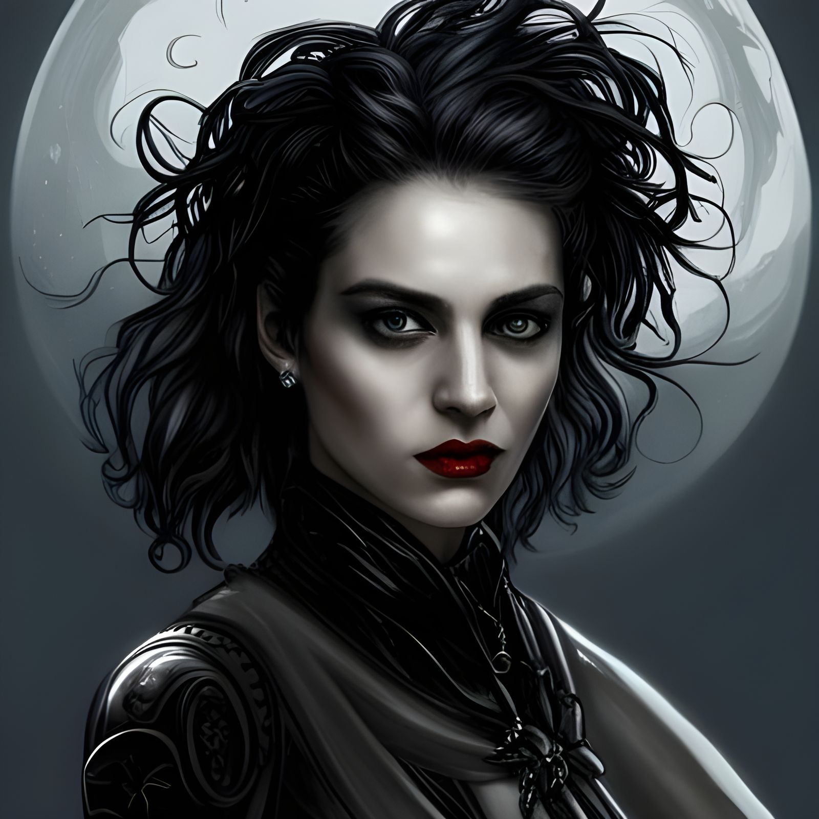 Ornate Vampire Portrait in Hyperrealistic Style