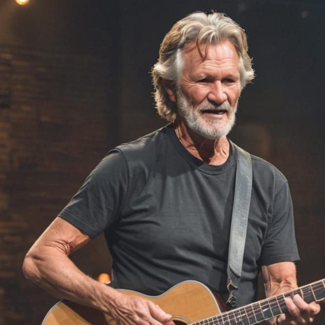 Kris Kristofferson Plays Guitar Onstage: Realistic Photo