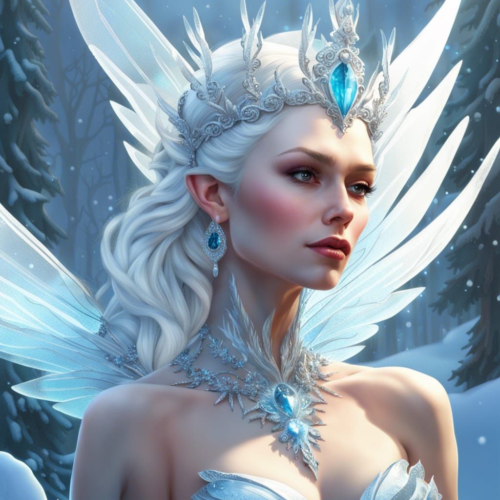 Ice Fairy Queen with Crystal Wings Concept Art
