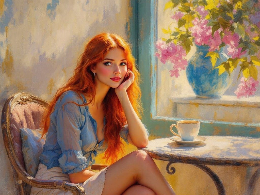 A Fashionable Woman in Soft Impressionistic Light