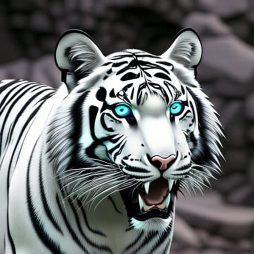 Cyan-Eyed Tiger in Anime Key Visual Style