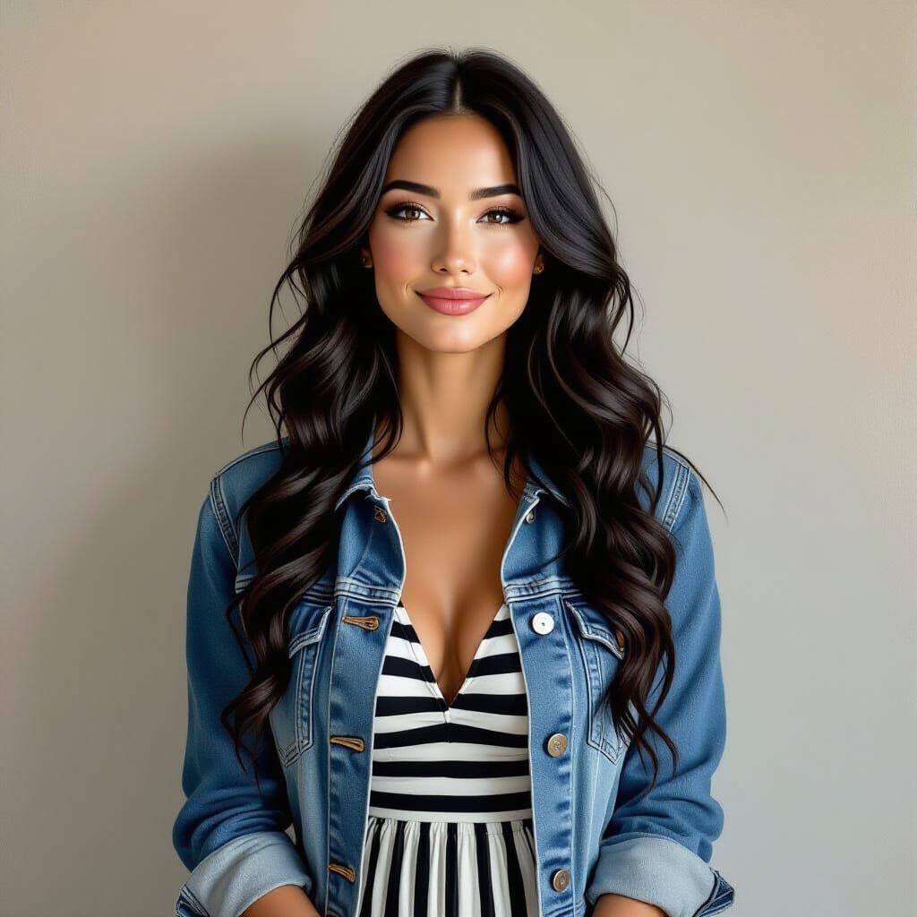 Serene Art Teacher Portrait in Realistic Oil Painting Style