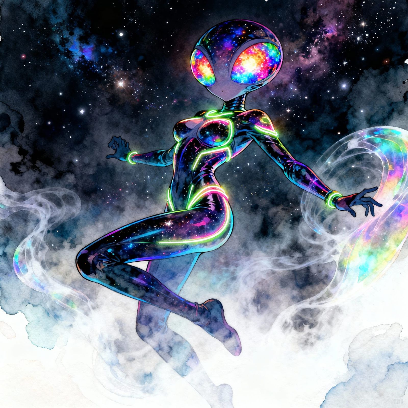 Holographic Alien in Cosmic Space, Anime Style