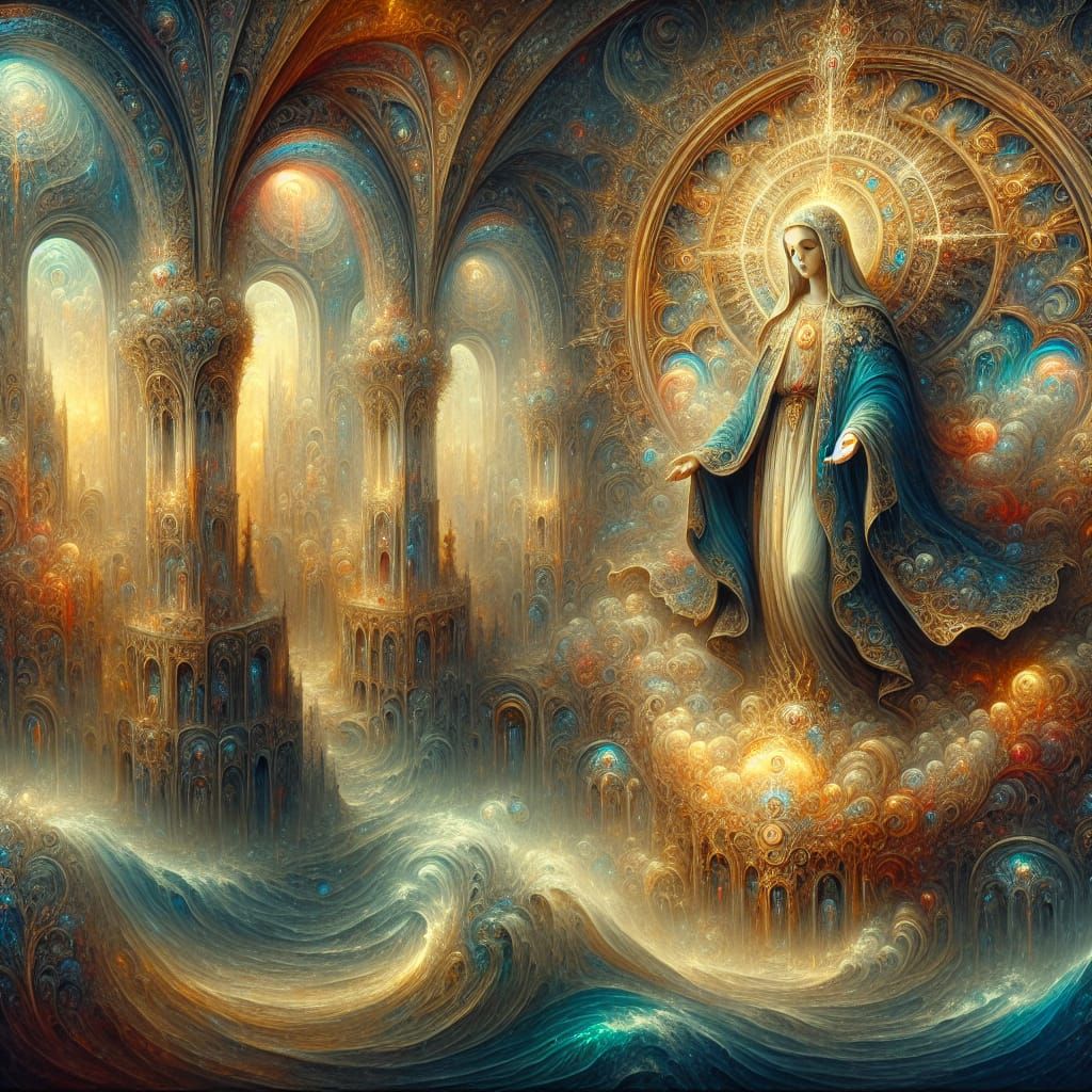Holy Mary in a Fantastical Matte Painting