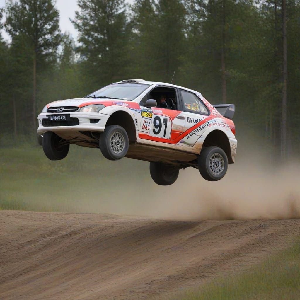 Rally Car Jumps High