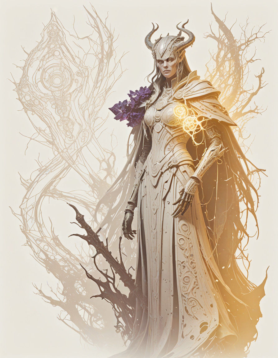 Mysterious Sorceress in Ancient Chamber, Dark Fantasy Master...