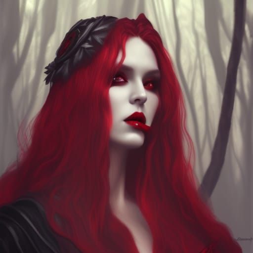 Gothic Vampire Queen in Crimson Forest