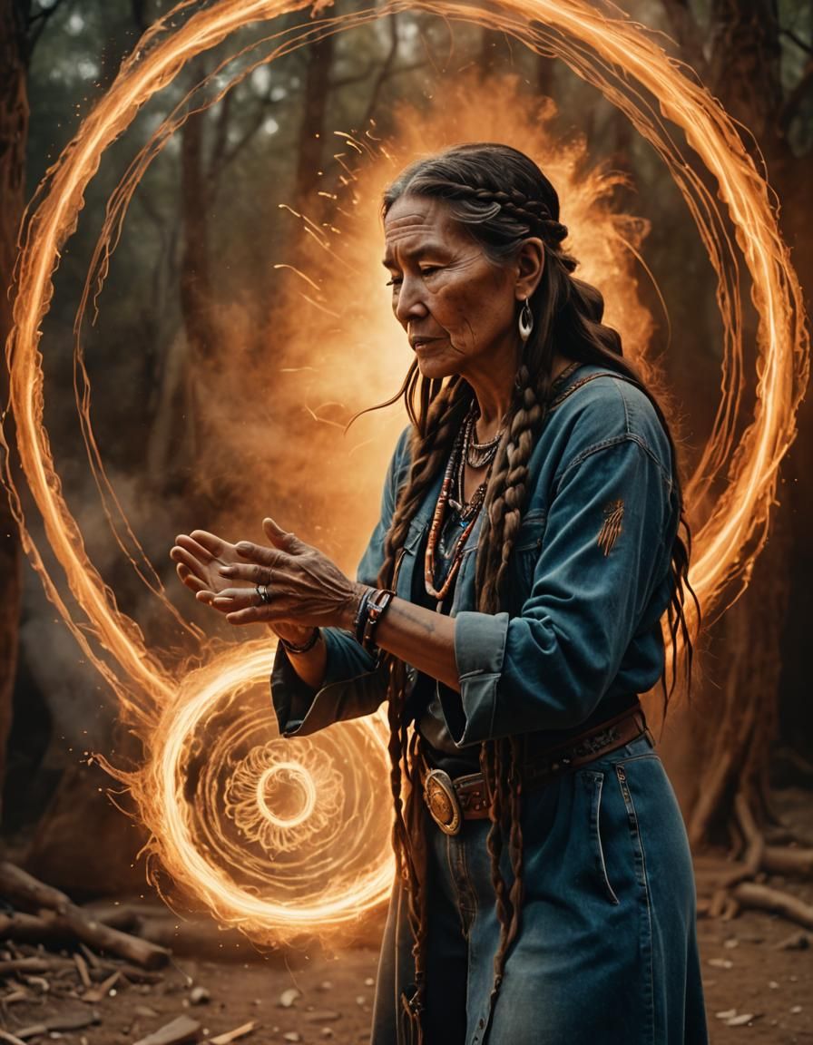 Native American Woman Opens Magic Portal