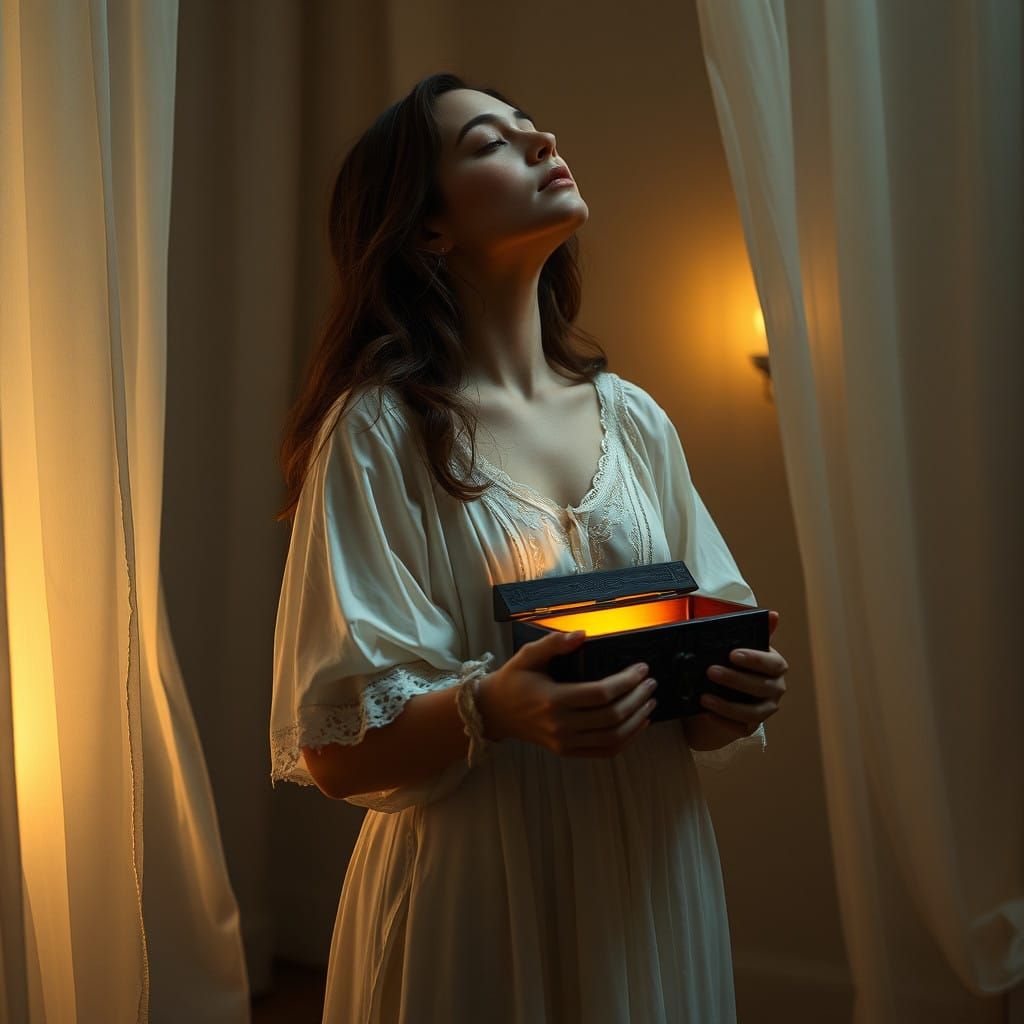 Woman Contemplating in an Ethereal, Dreamlike Atmosphere wit...