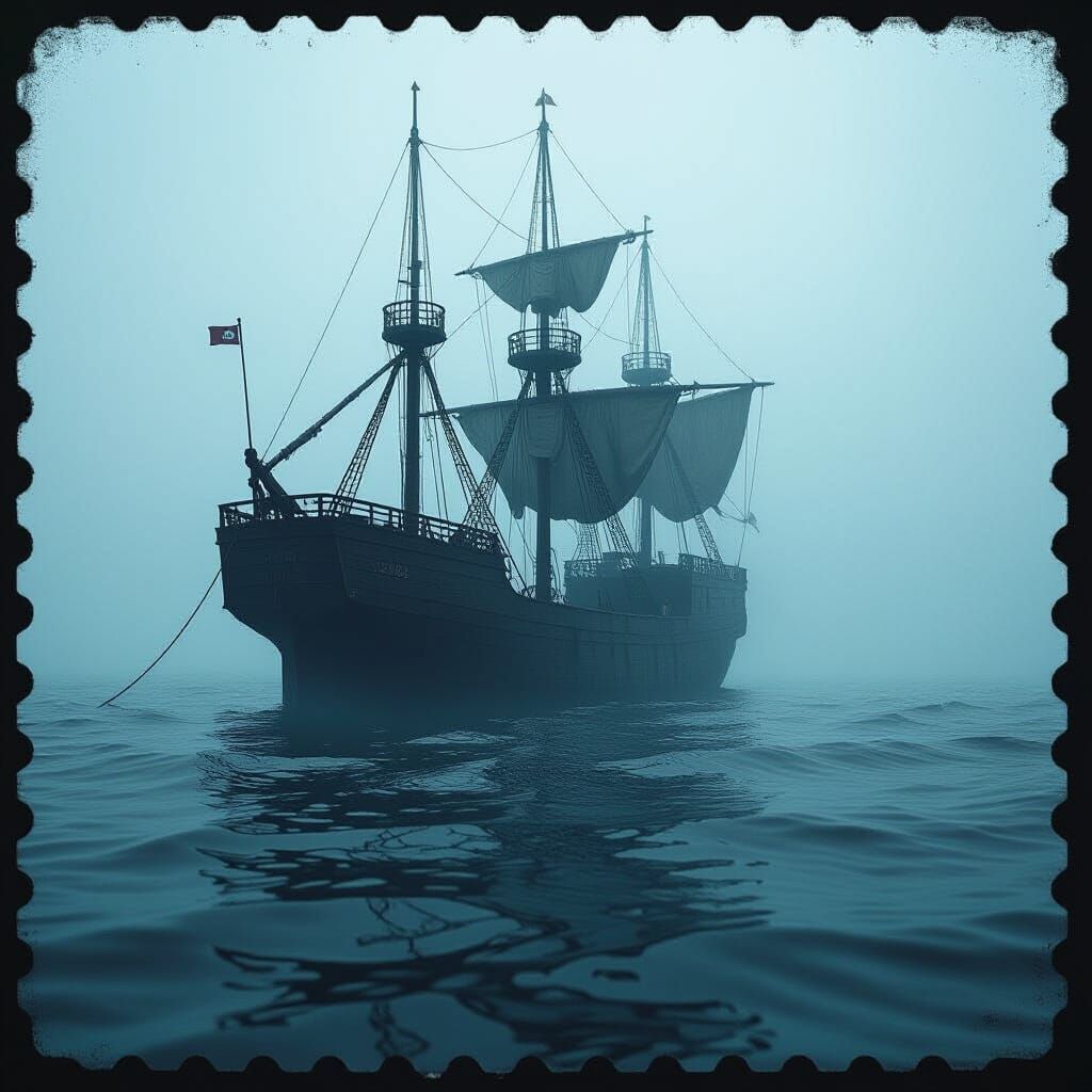 Eerie Ghost Ship on Dead Sea: Cinematic 35mm Film