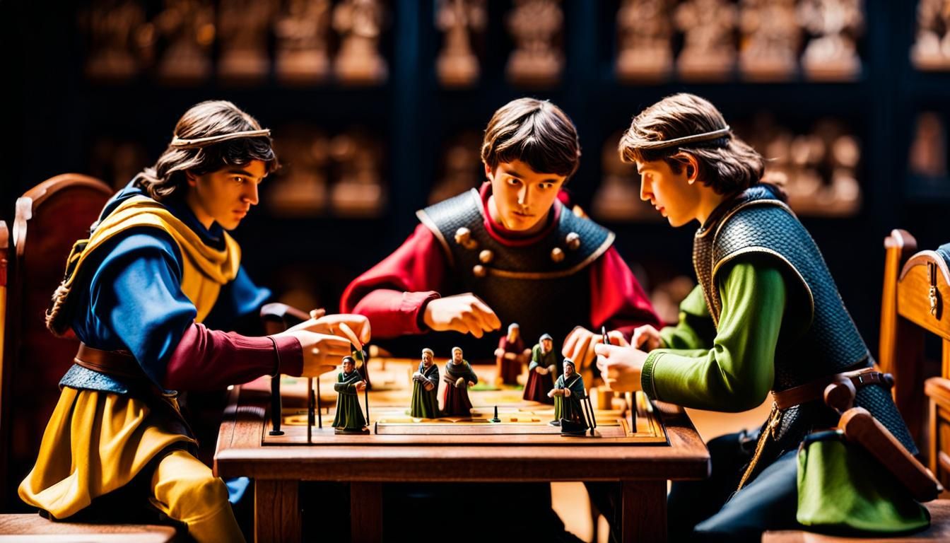 Teenagers Playing Medieval Board Game with Figurines